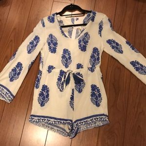 White and blue romper